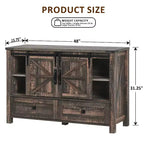 Commode de style maison de campagne 48 avec 4 tiroirs et 2 portes de grange, meuble à tiroirs et meuble TV rustique avec étagère réglable pour le salon