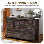 Commode de style maison de campagne 48 avec 4 tiroirs et 2 portes de grange, meuble à tiroirs et meuble TV rustique avec étagère réglable pour le salon