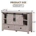 Commode de style maison de campagne 48 avec 4 tiroirs et 2 portes de grange, meuble à tiroirs et meuble TV rustique avec étagère réglable pour le salon