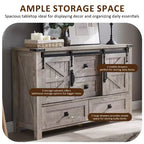 Commode de style maison de campagne 48 avec 4 tiroirs et 2 portes de grange, meuble à tiroirs et meuble TV rustique avec étagère réglable pour le salon