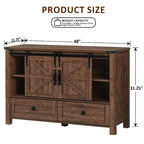 Commode de style maison de campagne 48 avec 4 tiroirs et 2 portes de grange, meuble à tiroirs et meuble TV rustique avec étagère réglable pour le salon