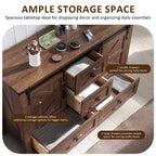 Commode de style maison de campagne 48 avec 4 tiroirs et 2 portes de grange, meuble à tiroirs et meuble TV rustique avec étagère réglable pour le salon