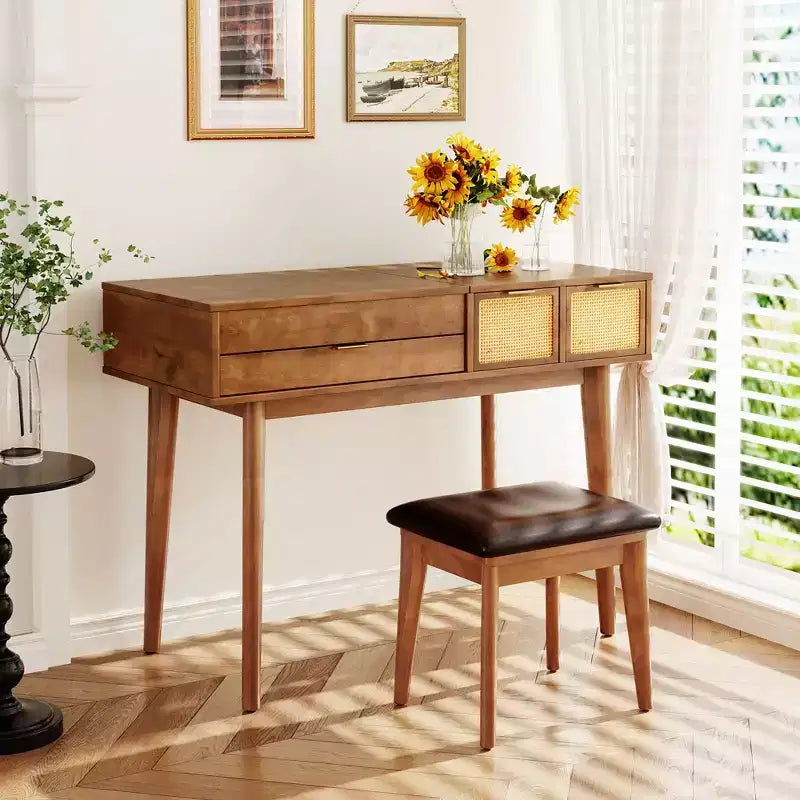 Étagère de toilette murale avec tiroir, bureau flottant de maquillage peu encombrant pour salle de bains/chambre, installation facile avec supports dissimulés