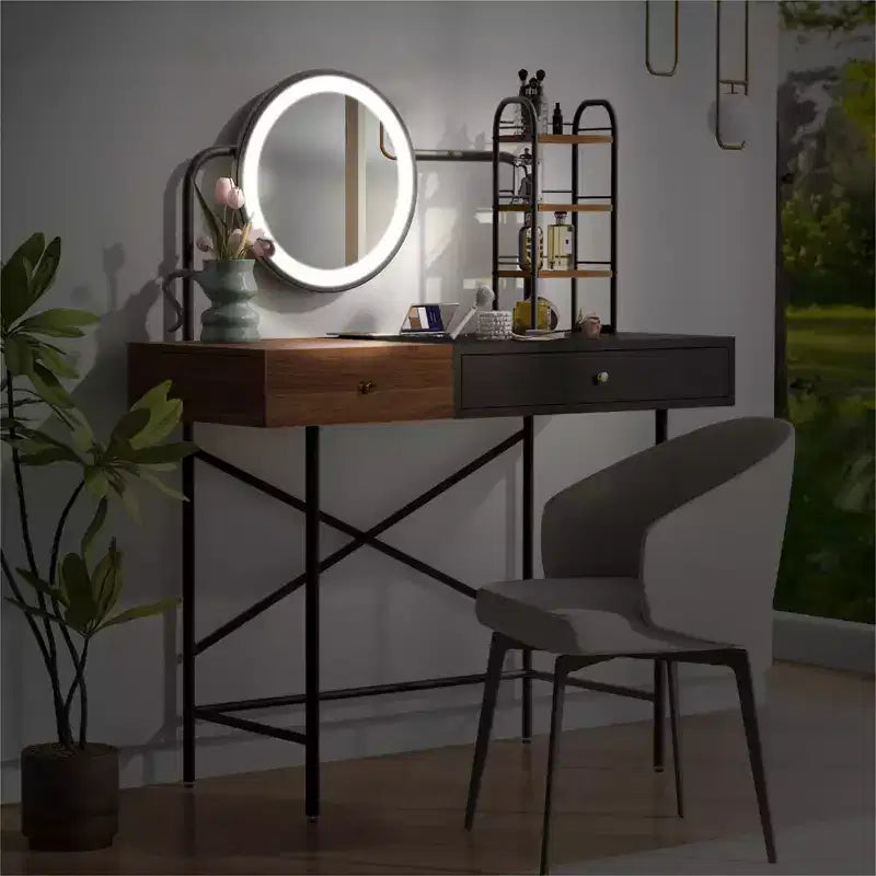 Étagère de toilette murale avec tiroir, bureau flottant de maquillage peu encombrant pour salle de bains/chambre, installation facile avec supports dissimulés