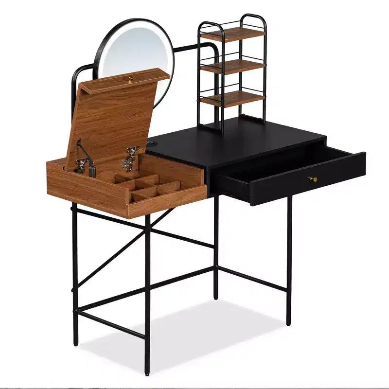 Étagère de toilette murale avec tiroir, bureau flottant de maquillage peu encombrant pour salle de bains/chambre, installation facile avec supports dissimulés