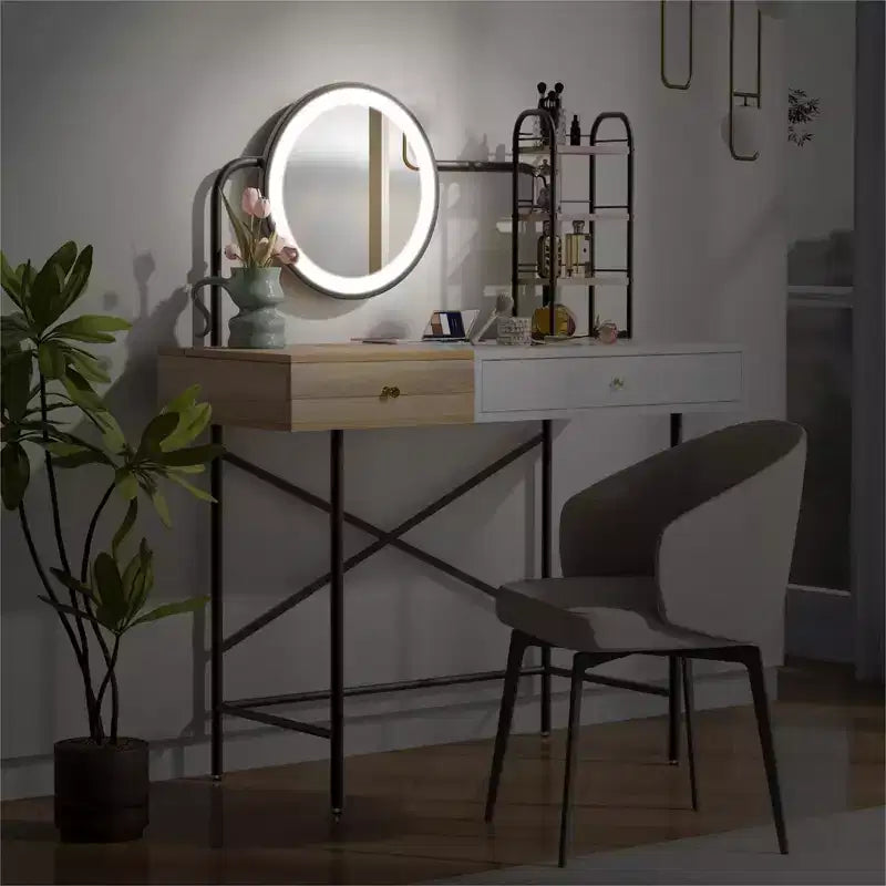 Étagère de toilette murale avec tiroir, bureau flottant de maquillage peu encombrant pour salle de bains/chambre, installation facile avec supports dissimulés