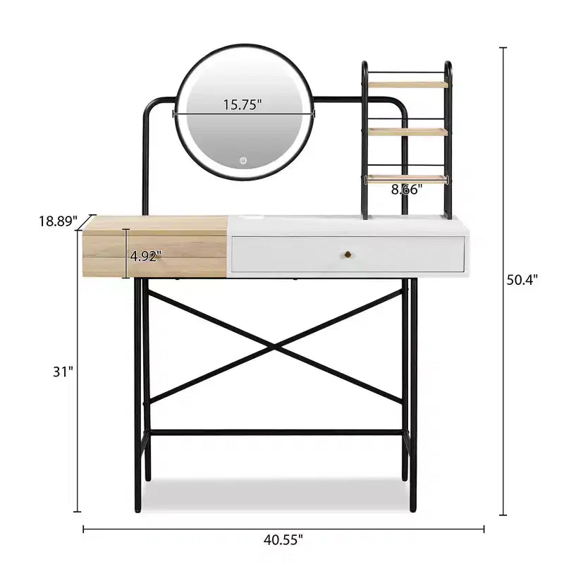 Étagère de toilette murale avec tiroir, bureau flottant de maquillage peu encombrant pour salle de bains/chambre, installation facile avec supports dissimulés
