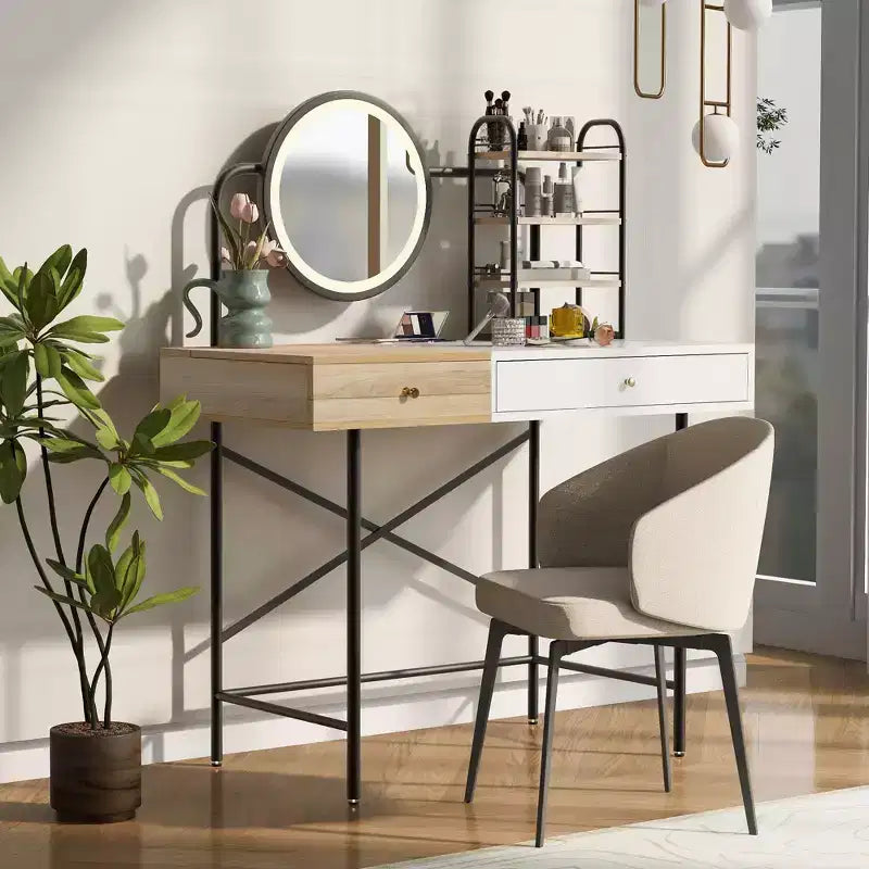 Étagère de toilette murale avec tiroir, bureau flottant de maquillage peu encombrant pour salle de bains/chambre, installation facile avec supports dissimulés