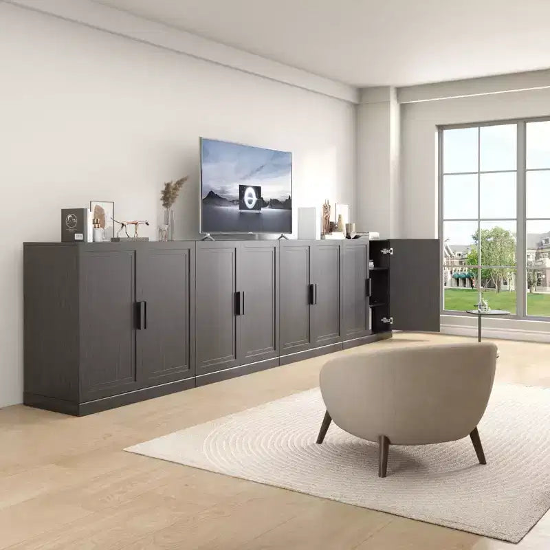 Mobile contenitore in legno 62x62x16 nero, organizer con ripiani regolabili per cucina, camera da letto, ingresso, soggiorno e sala da pranzo