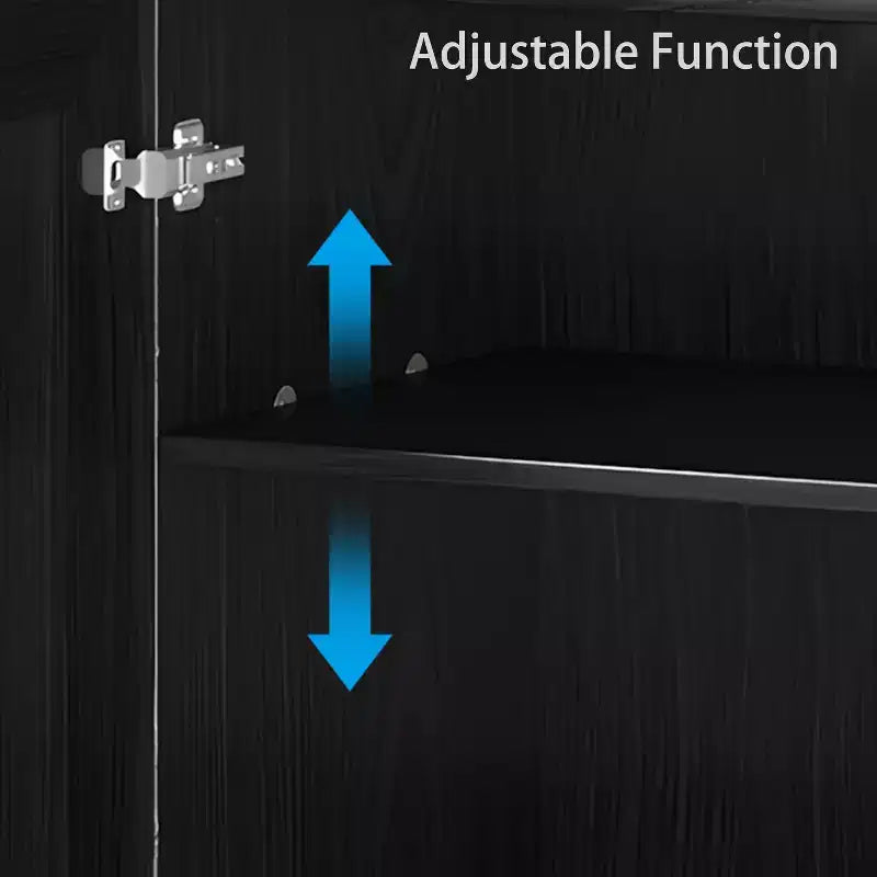 Mobile contenitore in legno 62x62x16 nero, organizer con ripiani regolabili per cucina, camera da letto, ingresso, soggiorno e sala da pranzo