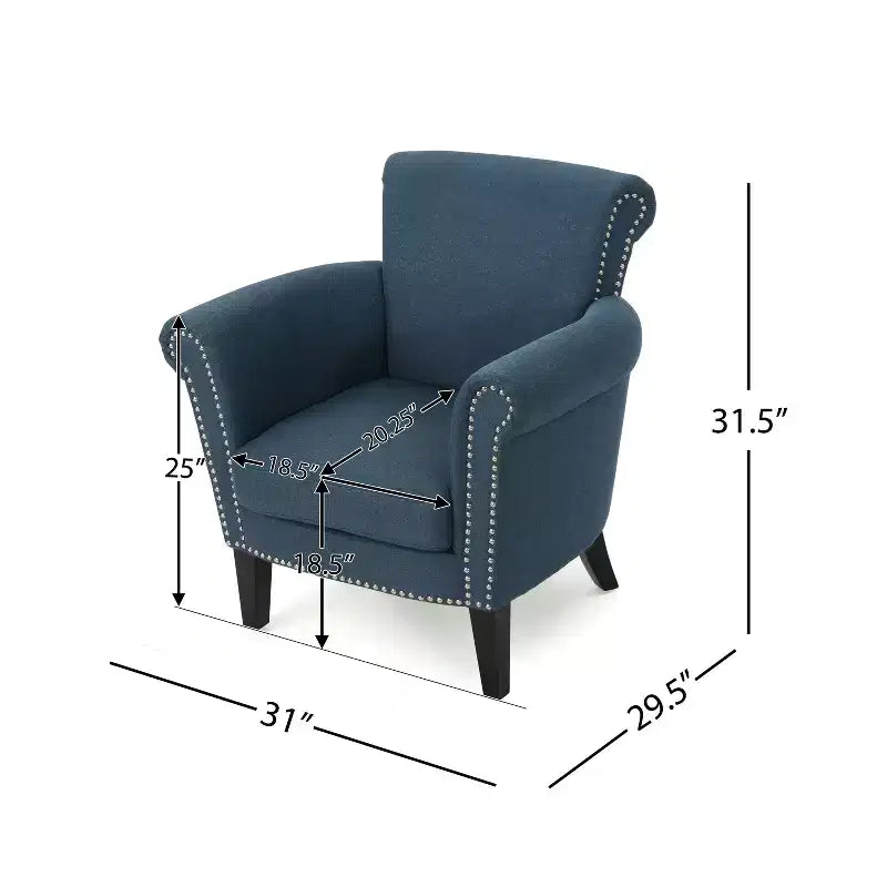 Brice Contemporary Fabric Club Chair with Nailhead Trim