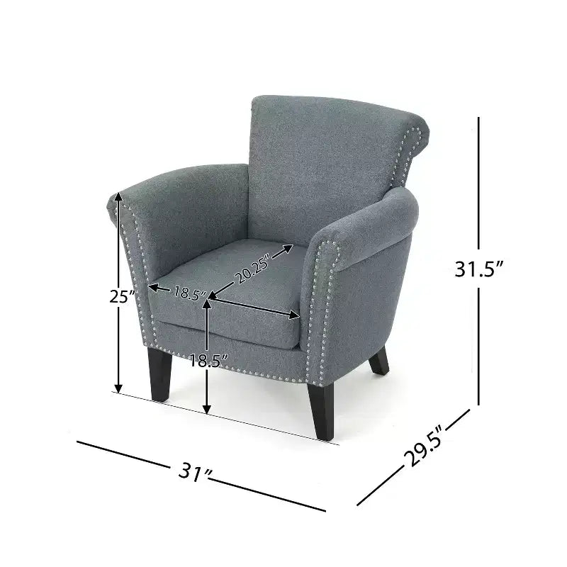 Brice Contemporary Fabric Club Chair with Nailhead Trim