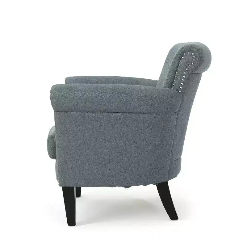 Brice Contemporary Fabric Club Chair with Nailhead Trim