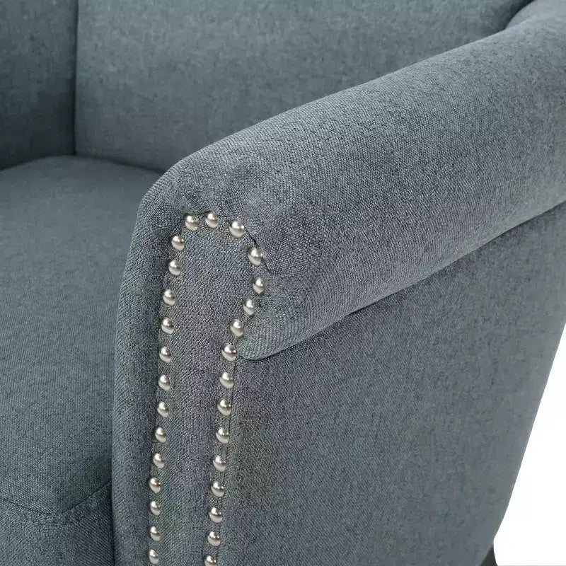 Brice Contemporary Fabric Club Chair with Nailhead Trim