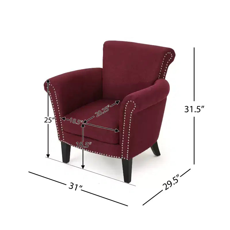 Brice Contemporary Fabric Club Chair with Nailhead Trim