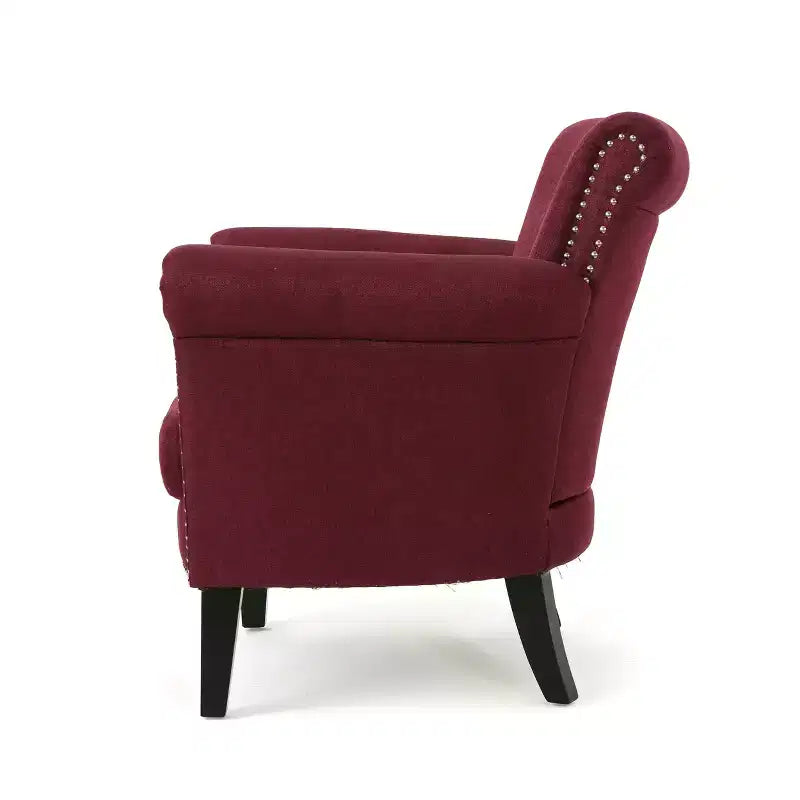 Brice Contemporary Fabric Club Chair with Nailhead Trim