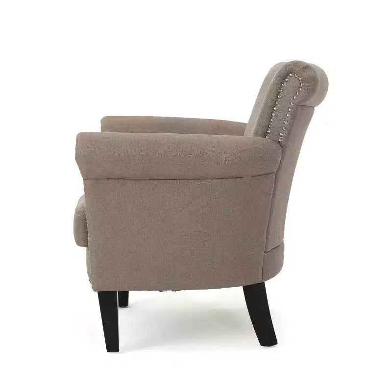Brice Contemporary Fabric Club Chair with Nailhead Trim