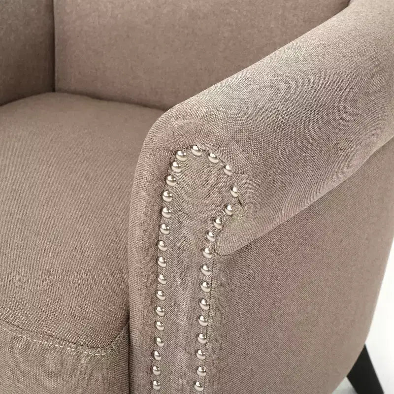 Brice Contemporary Fabric Club Chair with Nailhead Trim