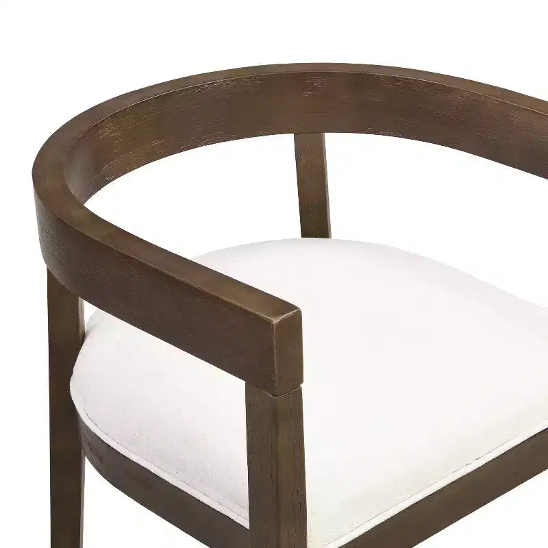 Moderne 7-delige eetkamerset van rubberhout met bekleding