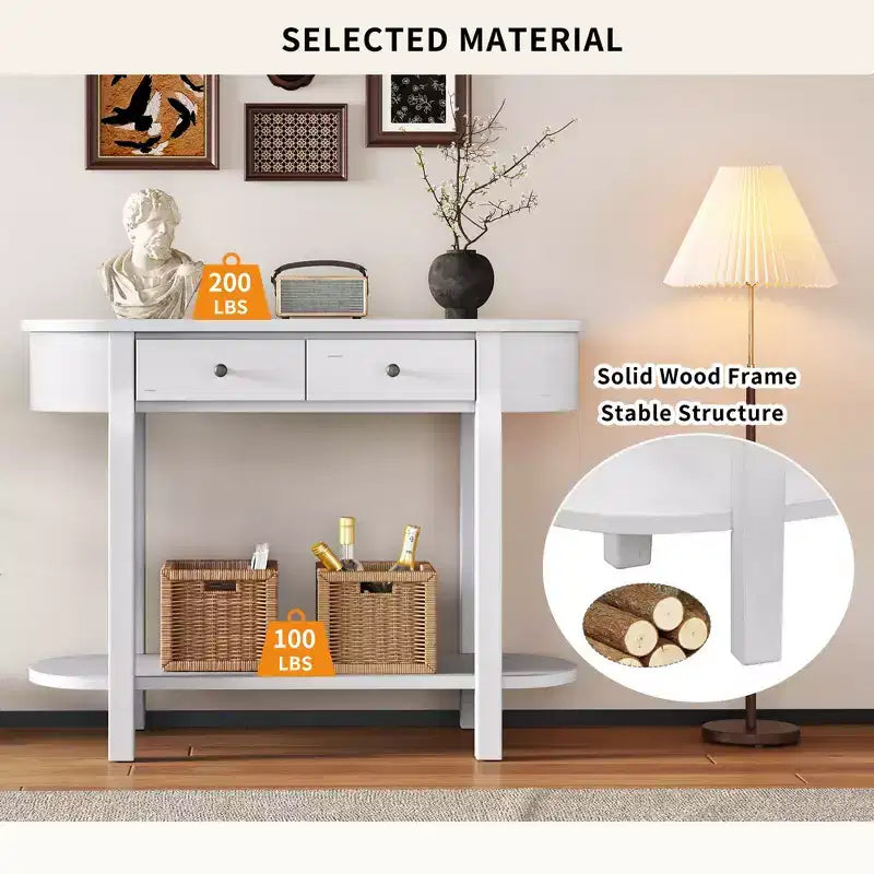 Elegante retroconsoletafel met gebogen ontwerp en gladde afwerking voor entrees, woonkamers en gangen