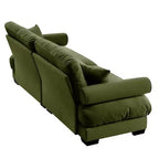 Modern Two Seater Sofa with Bolsteredd Armrests Waist Pillows Throw Pillows for Living Room Hallway Bedroom Olive Green