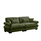 Modern Two Seater Sofa with Bolsteredd Armrests Waist Pillows Throw Pillows for Living Room Hallway Bedroom Olive Green
