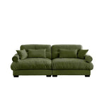 Modern Two Seater Sofa with Bolsteredd Armrests Waist Pillows Throw Pillows for Living Room Hallway Bedroom Olive Green