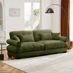 Modern Two Seater Sofa with Bolsteredd Armrests Waist Pillows Throw Pillows for Living Room Hallway Bedroom Olive Green