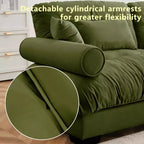 Modern Two Seater Sofa with Bolsteredd Armrests Waist Pillows Throw Pillows for Living Room Hallway Bedroom Olive Green