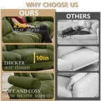 Modern Two Seater Sofa with Bolsteredd Armrests Waist Pillows Throw Pillows for Living Room Hallway Bedroom Olive Green