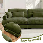 Modern Two Seater Sofa with Bolsteredd Armrests Waist Pillows Throw Pillows for Living Room Hallway Bedroom Olive Green