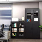 BALHAM TRADE-36Large filing cabinet Lockable Glass Door 2 Adjustable Shelves Organizer for Office Home