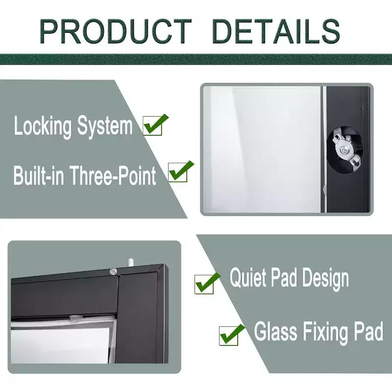 BALHAM TRADE-36Large filing cabinet Lockable Glass Door 2 Adjustable Shelves Organizer for Office Home
