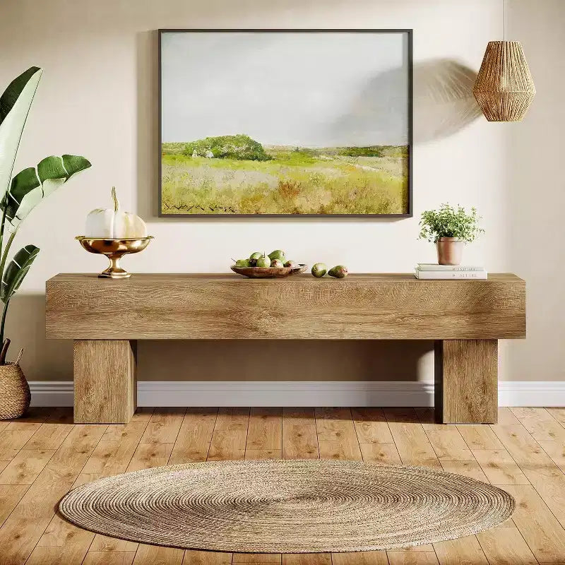 63-Zoll-TV-Schrank, Entertainment-Center und niedriger Konsolentisch im Landhausstil für 55/60/65-Zoll-Fernseher, Wohnzimmer