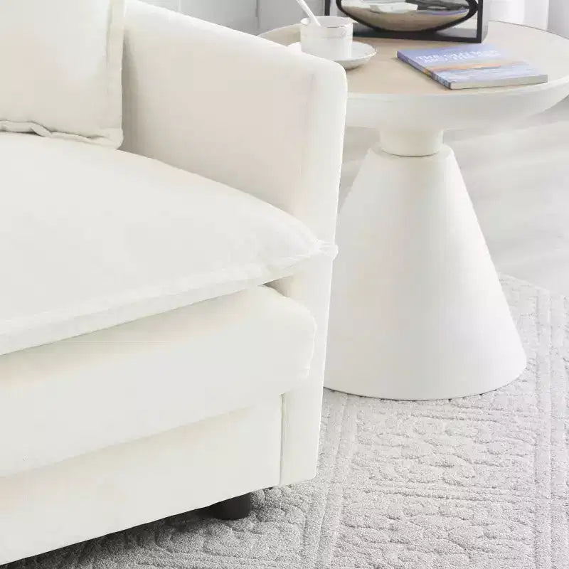 Canapé moderne du milieu du siècle à 3 places avec 2 coussins d’accoudoir et 3 coussins décoratifs pour le salon, blanc
