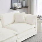 Canapé moderne du milieu du siècle à 3 places avec 2 coussins d’accoudoir et 3 coussins décoratifs pour le salon, blanc