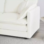 Canapé moderne du milieu du siècle à 3 places avec 2 coussins d’accoudoir et 3 coussins décoratifs pour le salon, blanc