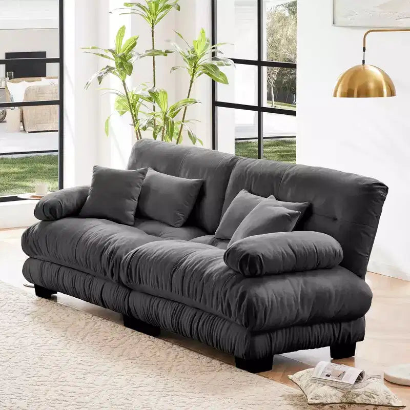 Cloud-2-Sitzer-Sofa mit 2 Sitzkissen, 2 Lendenkissen und 2 Zierkissen für das Wohnzimmer, Grau