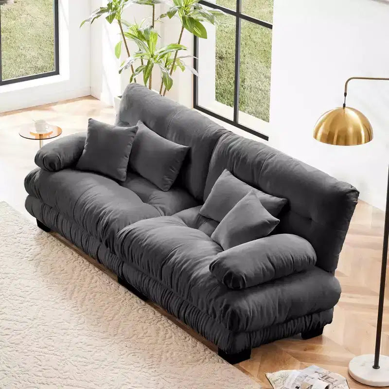 Cloud-2-Sitzer-Sofa mit 2 Sitzkissen, 2 Lendenkissen und 2 Zierkissen für das Wohnzimmer, Grau
