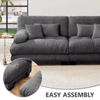 Cloud-2-Sitzer-Sofa mit 2 Sitzkissen, 2 Lendenkissen und 2 Zierkissen für das Wohnzimmer, Grau