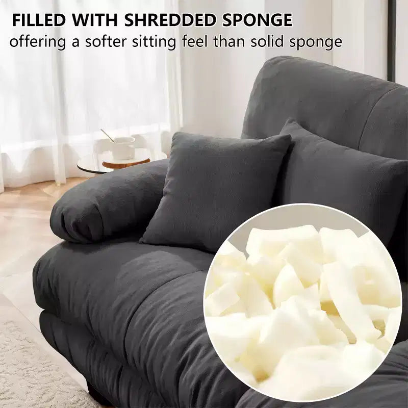 Cloud-2-Sitzer-Sofa mit 2 Sitzkissen, 2 Lendenkissen und 2 Zierkissen für das Wohnzimmer, Grau
