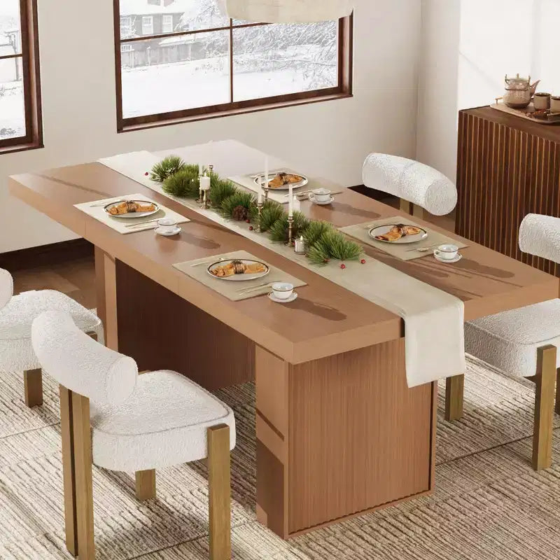 Tavolo da pranzo da 70.8, tavolo da pranzo moderno con spazio contenitivo, tavolo da cucina in legno con gambe scanalate, tavolo da cucina rustico in legno