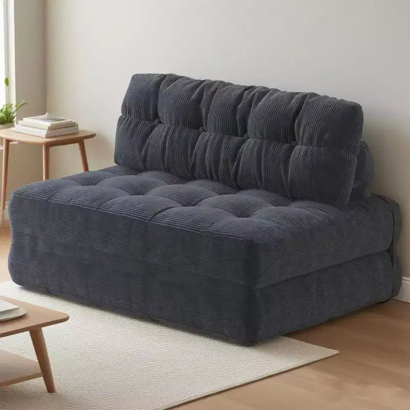 Volledige corduroy opvouwbare slaapbank-futon, omvormbare slaapstoel voor op de vloer met kussen en rugsteun