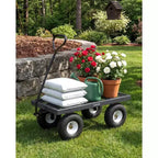 Vielseitiger Outdoor-Transportwagen, hochbelastbar bis 400 LBS, 10 geländegängige Luftreifen, wendiger Gartenwagen mit abnehmbaren Netzseiten zum Gärtnern