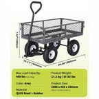 Vielseitiger Outdoor-Transportwagen, hochbelastbar bis 400 LBS, 10 geländegängige Luftreifen, wendiger Gartenwagen mit abnehmbaren Netzseiten zum Gärtnern