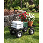 Vielseitiger Outdoor-Transportwagen, hochbelastbar bis 400 LBS, 10 geländegängige Luftreifen, wendiger Gartenwagen mit abnehmbaren Netzseiten zum Gärtnern