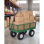 Vielseitiger Outdoor-Transportwagen, hochbelastbar bis 400 LBS, 10 geländegängige Luftreifen, wendiger Gartenwagen mit abnehmbaren Netzseiten zum Gärtnern