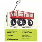 Vielseitiger Outdoor-Transportwagen, hochbelastbar bis 400 LBS, 10 geländegängige Luftreifen, wendiger Gartenwagen mit abnehmbaren Netzseiten zum Gärtnern