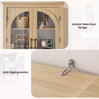 Dispensa alta da cucina da 70, mobile espositore moderno con 4 ante in vetro ad arco e ripiani regolabili, per cucina, soggiorno, sala da pranzo e bagno