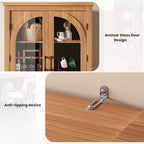 Dispensa alta da cucina da 70, mobile espositore moderno con 4 ante in vetro ad arco e ripiani regolabili, per cucina, soggiorno, sala da pranzo e bagno